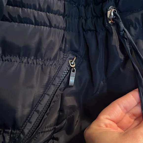 Suzy Shier double layer puffer jacket with fur lined hood, navy, size M - Picture 2 of 11